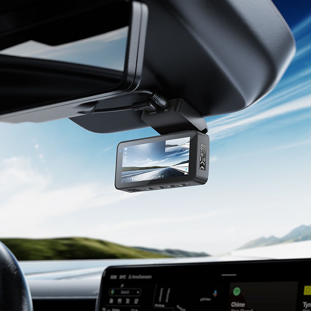 Autokamera Hoco s displejem 3,69" 2K + zadní kamera 720P/25 snímků za sekundu, GPS, model DV12, stříbřitě šedá