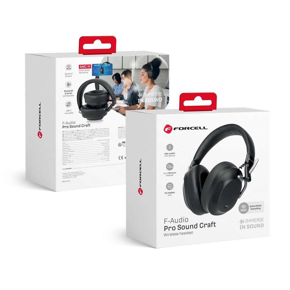 Bezdrátová sluchátka Forcell F-Audio Pro Sound Craft ANC, černá