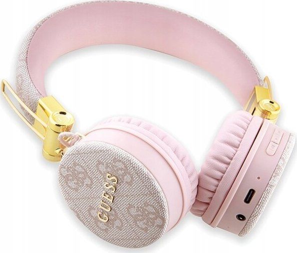 Bezdrátová sluchátka Guess Metal Logo GUBH704GEMP, růžová