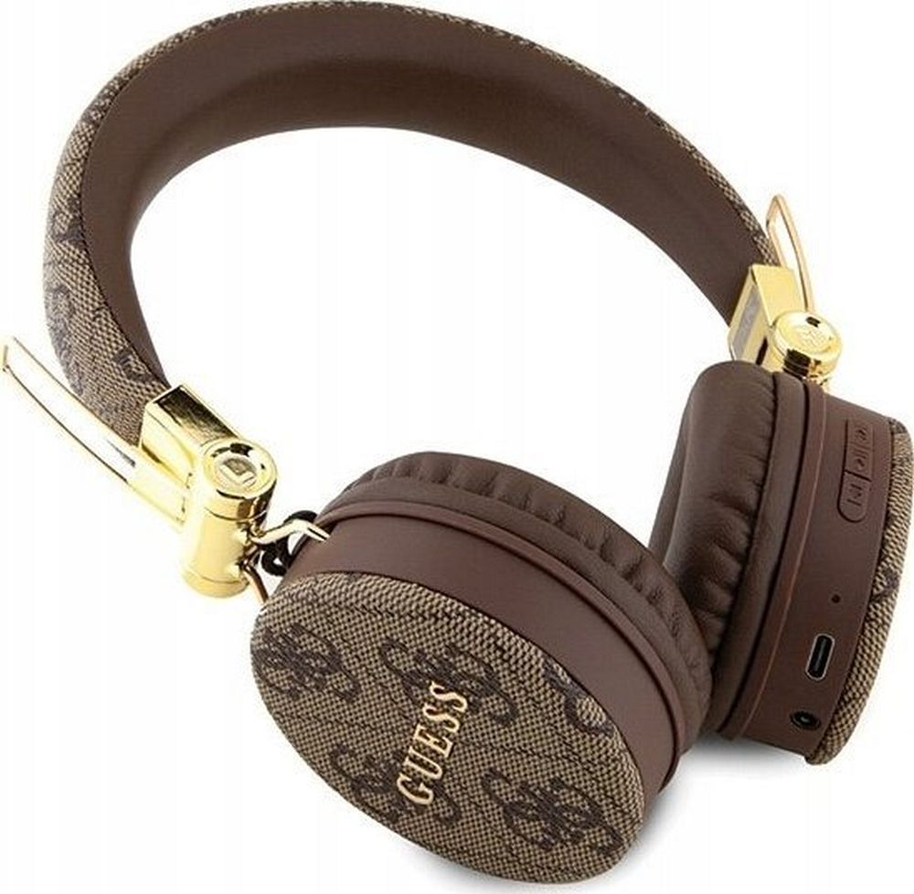 Bezdrátová sluchátka Guess Metal Logo GUBH704GEMW, hnědá