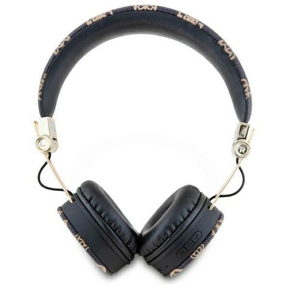 Bezdrátová sluchátka GUESS s technologií Bluetooth a potlačením šumu (ENC) GUBH70EPOSMK (PU Peony Script, kulatý tvar), černá