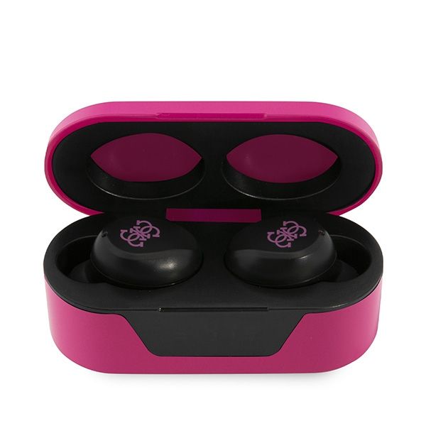 Bezdrátová sluchátka Guess TWS + dokovací stanice GUTWST31EM, magenta