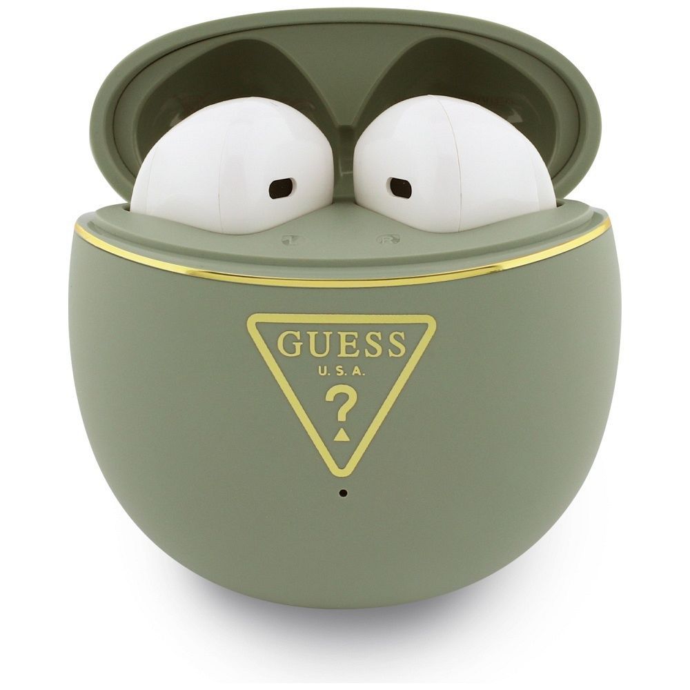 Bezdrátová sluchátka Guess TWS GUTWSA15HETN (malý kulatý potisk) khaki