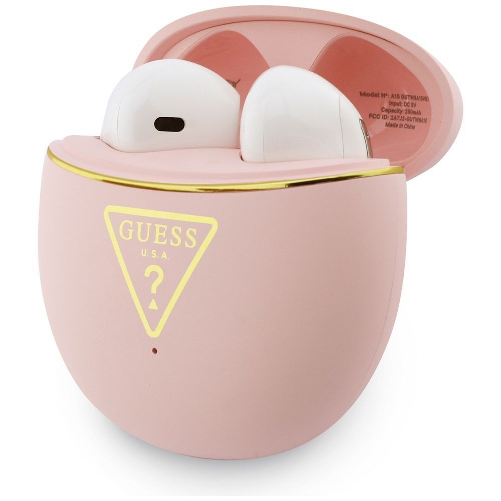 Bezdrátová sluchátka Guess TWS GUTWSA15HETP (malý kulatý potisk) růžová