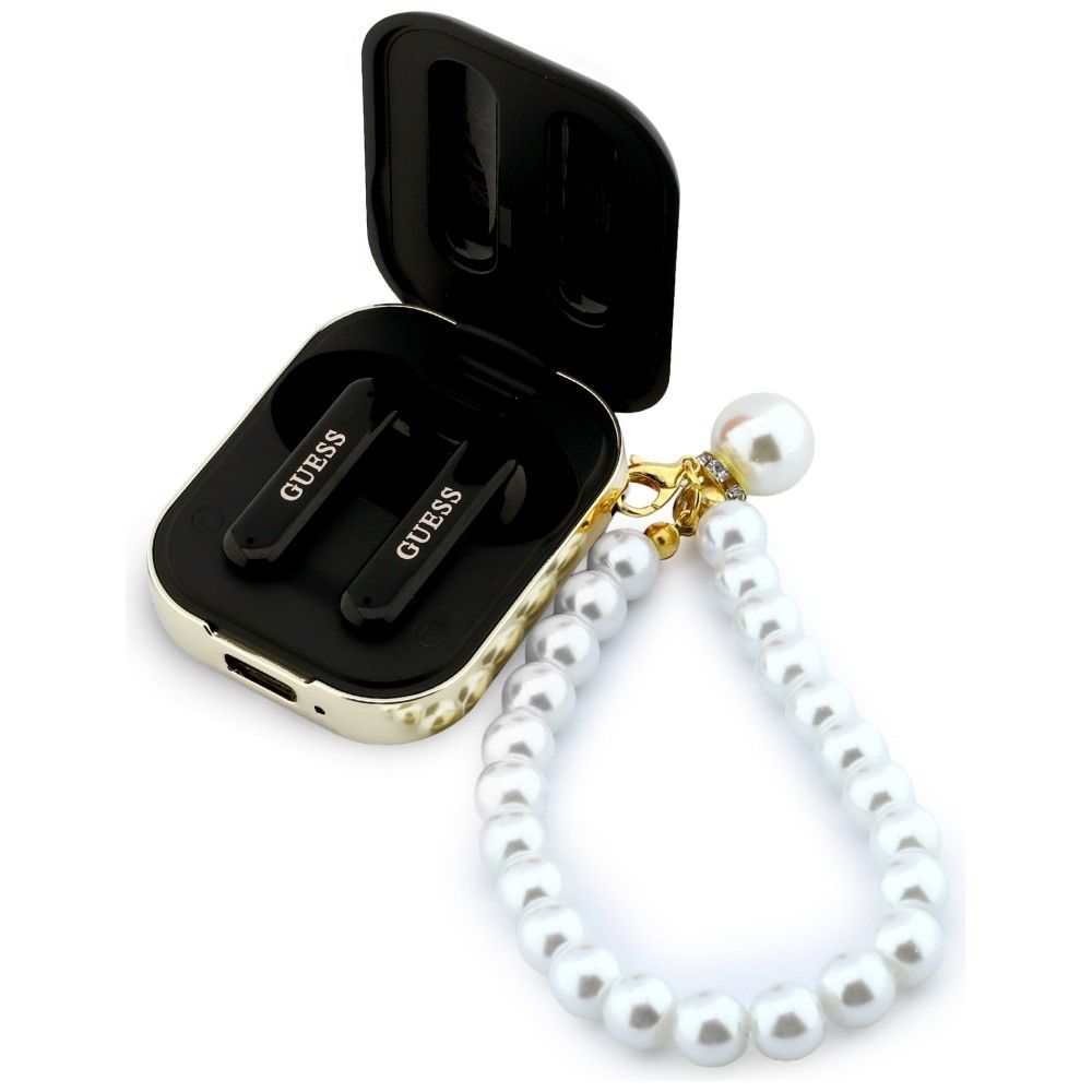 Bezdrátová sluchátka GUESS TWS Pearl Strap GUE005292, černá