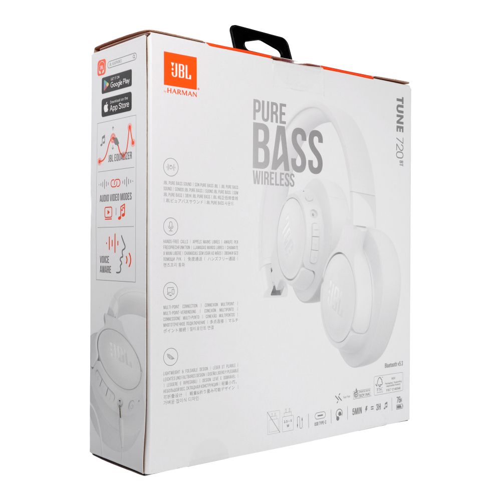 Bezdrátová sluchátka JBL Tune 720BT, bílá