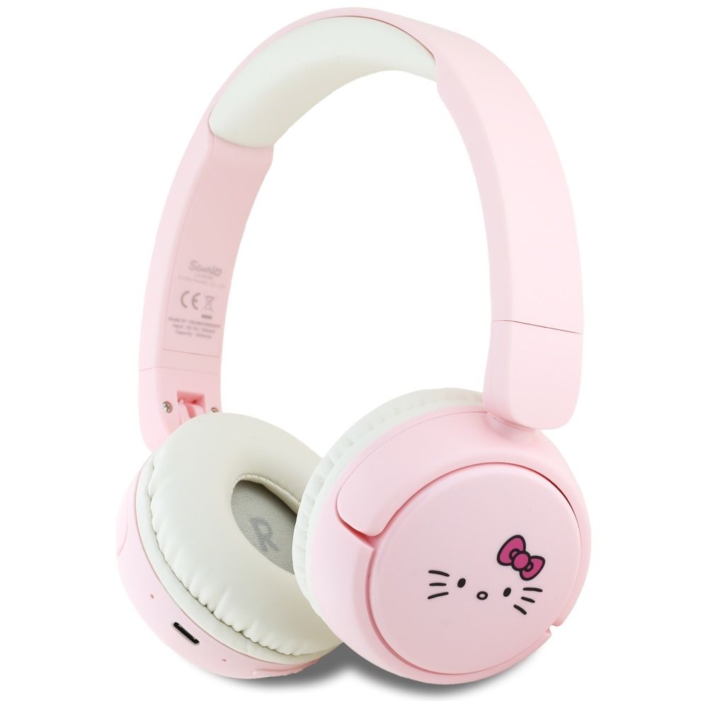 Bezdrátová sluchátka s logem Hello Kitty v podobě obličeje, růžová