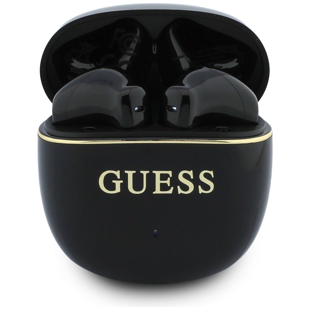 Bezdrátová sluchátka TWS Guess Glossy Gold Line Classic, černá