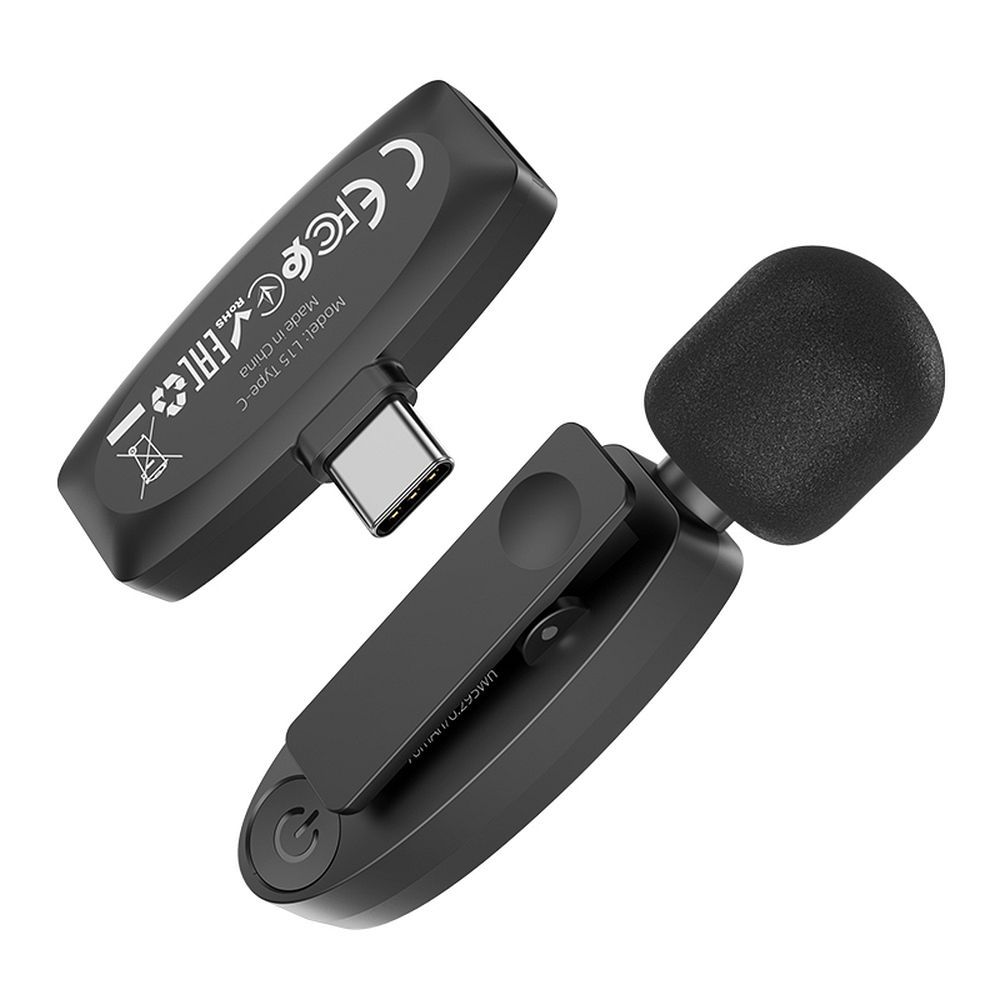 Bezdrátový klopový mikrofon USB-C Hoco L15, černý