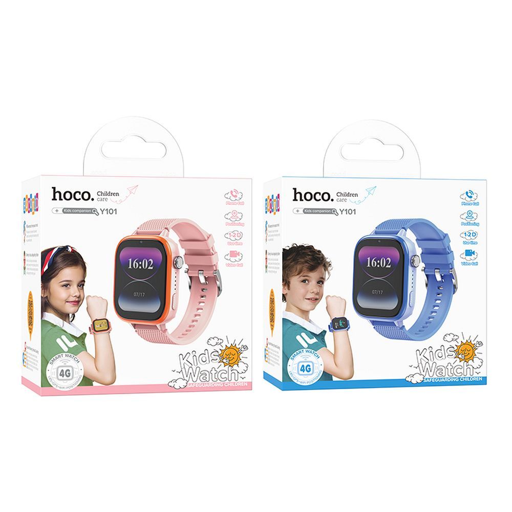 Chytré hodinky pro děti Hoco 1,83" 4G GPS s funkcí volání Y101, růžové