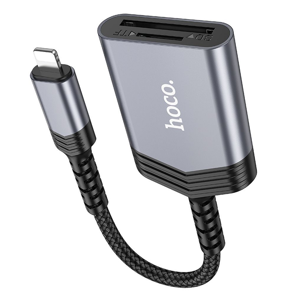 Čtečka karet SD / TF Hoco Lightning UA25, šedá
