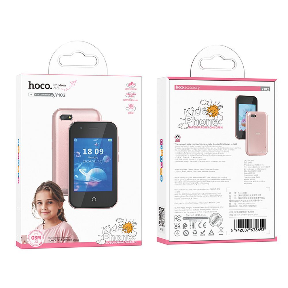 Dětský smartphone Hoco 2,8" 2G Y102, růžový