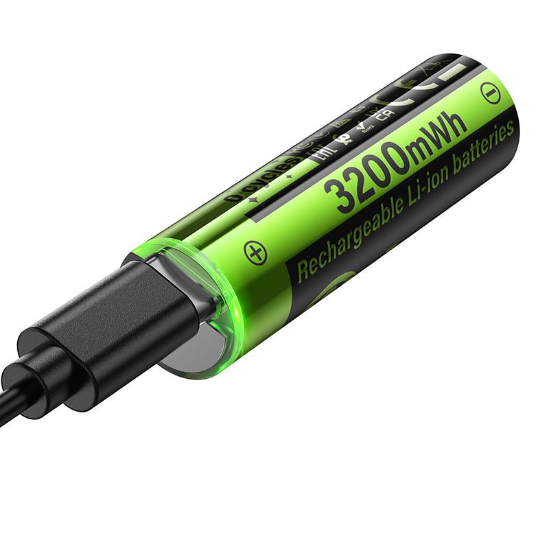 Dobíjecí baterie R6 (AA) 860 mAh s USB-C + kabel USB-A na 2 x USB-C, 2 ks, Hoco JA3, černá