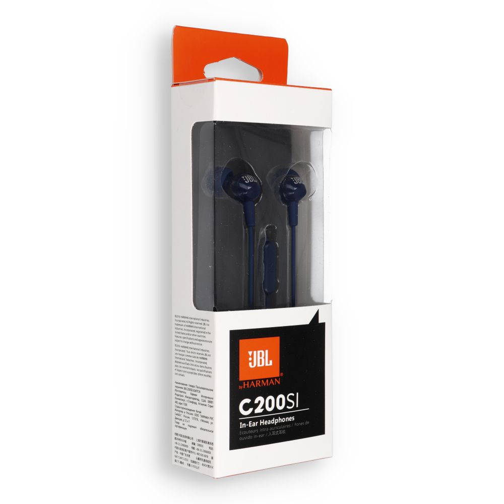 Drátová sluchátka s konektorem 3,5 mm JBL C200Si, modrá