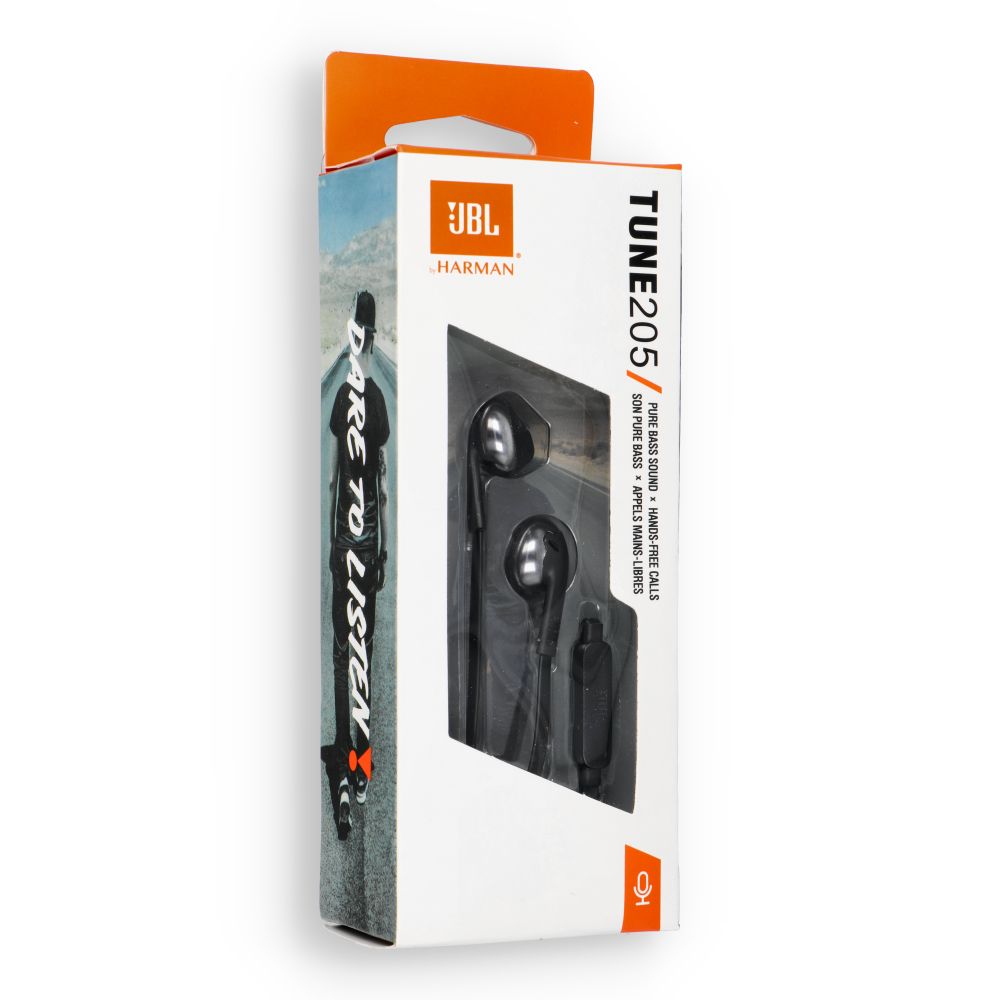 Drátová sluchátka s konektorem 3,5 mm JBL T205, černá