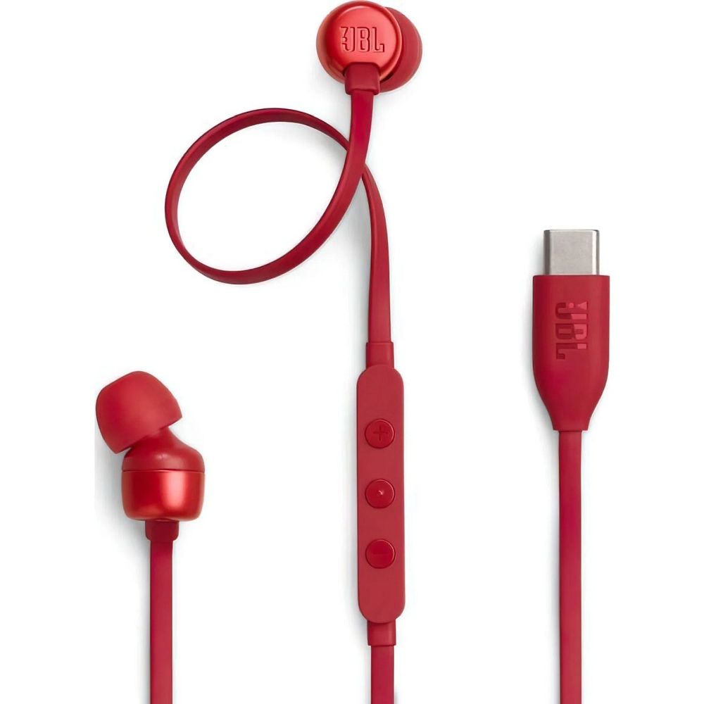 Drátová sluchátka s USB-C JBL Tune 310C, červená
