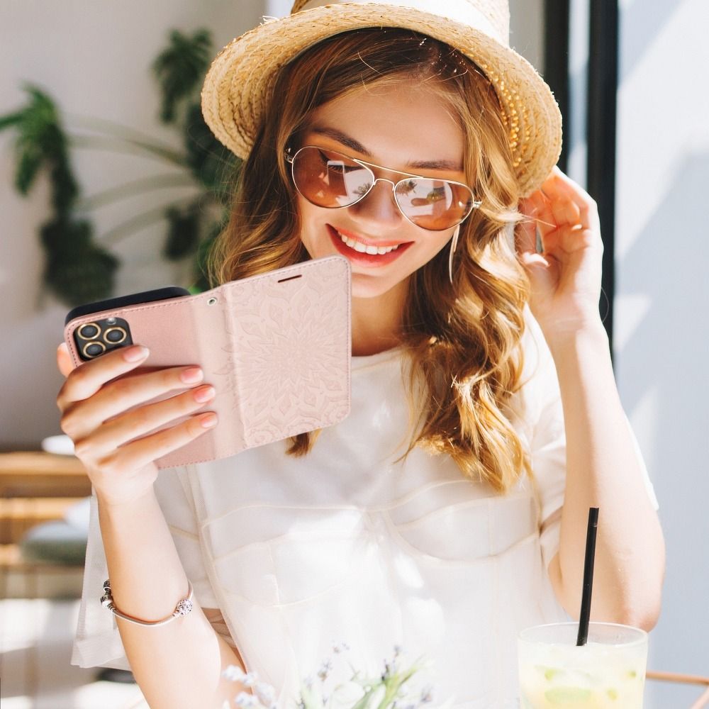 Flipové pouzdro pro Xiaomi Redmi NOTE 11 / 11S Mezzo Book s motivem mandaly v barvě růžového zlata