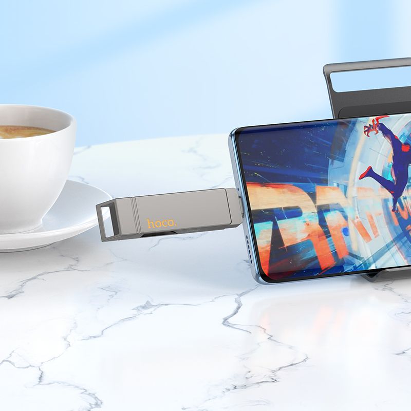 Hoco UD15 256 GB USB 3.2 (USB-A + USB-C) šedá