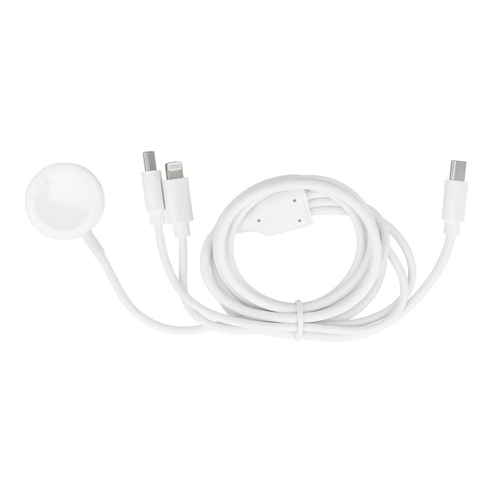 Kabel 3 v 1, typ C na Lightning / typ C / Apple Watch, 3 W, 2 A, C3169, 1,2 m, bílý
