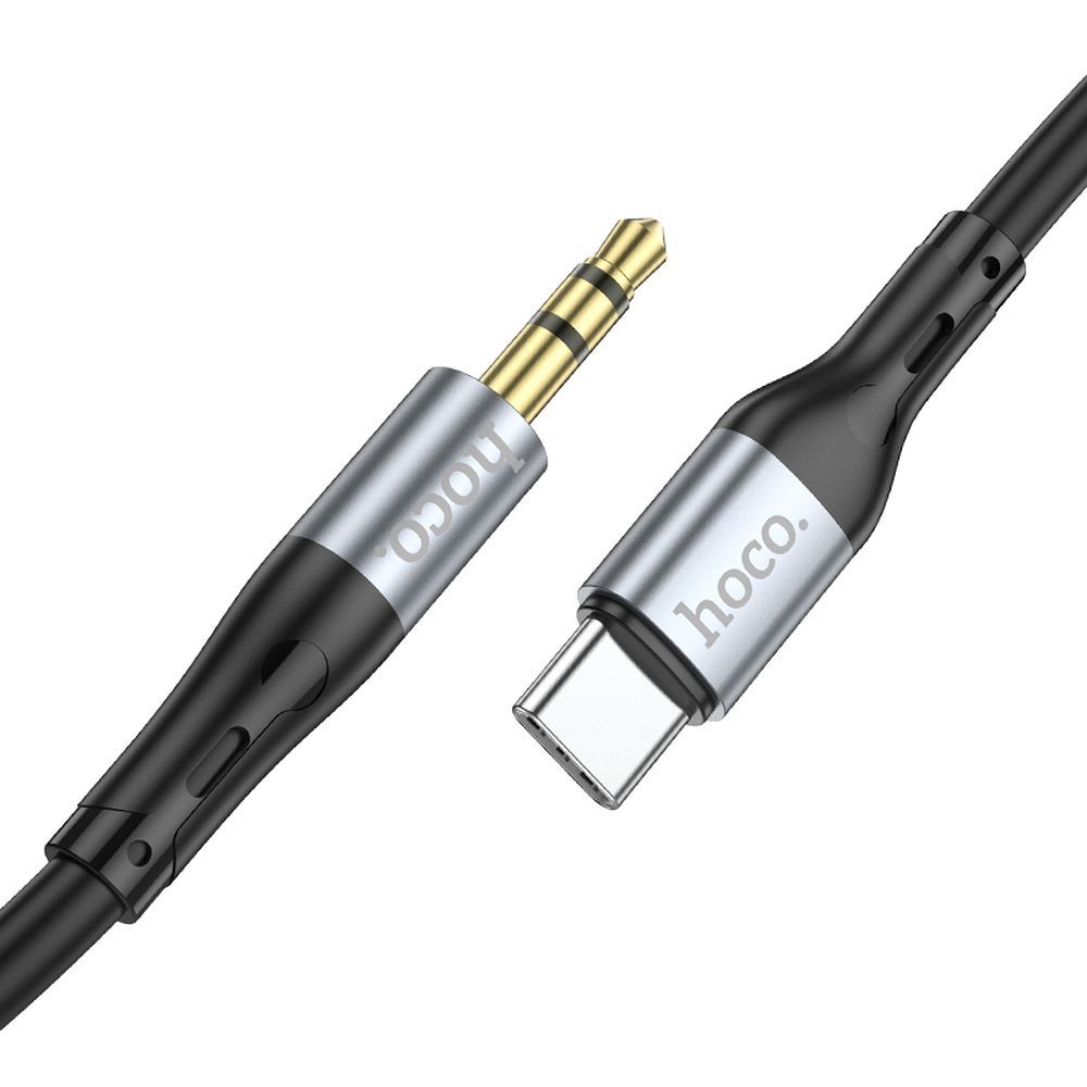 Kabel AUX (3,5 mm jack) na USB-C Hoco, 1 m, UPA22, černý