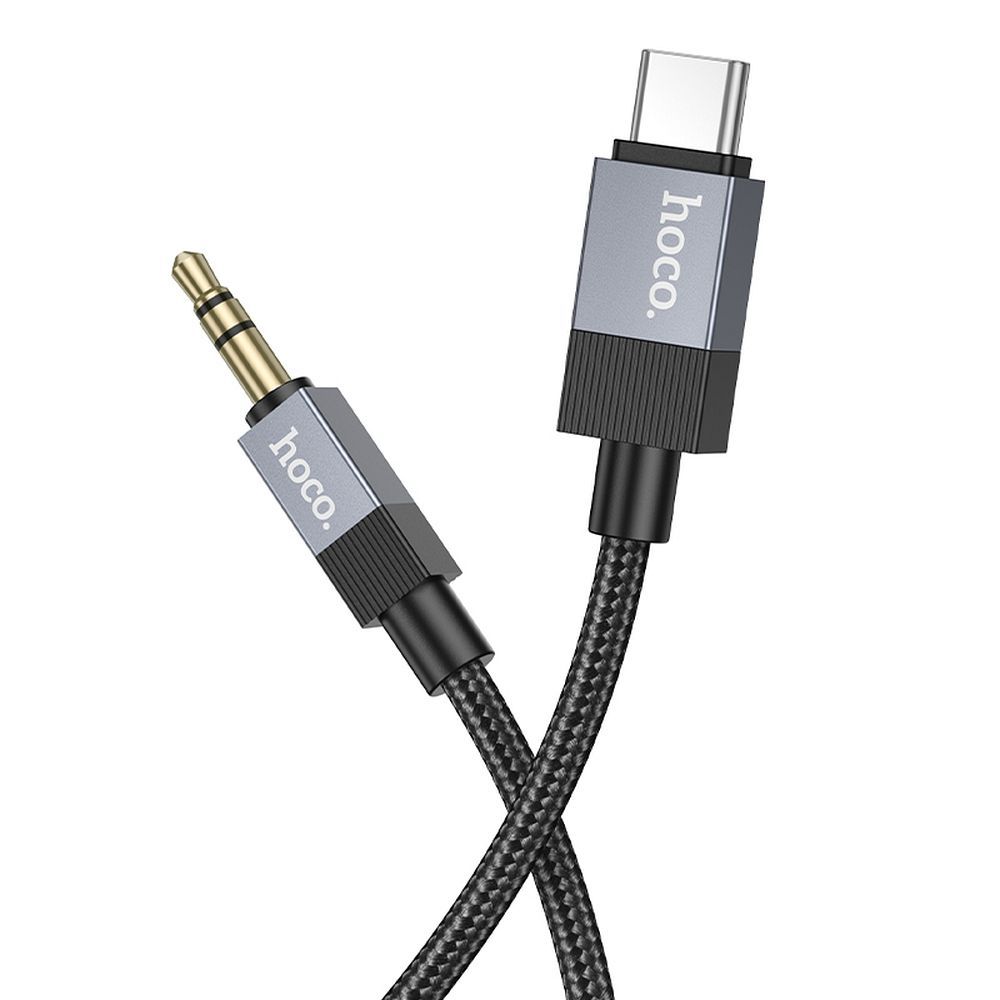 Kabel AUX s konektorem 3,5 mm (samec) na USB-C (samec) Hoco, 1 m, UPA32B, černý