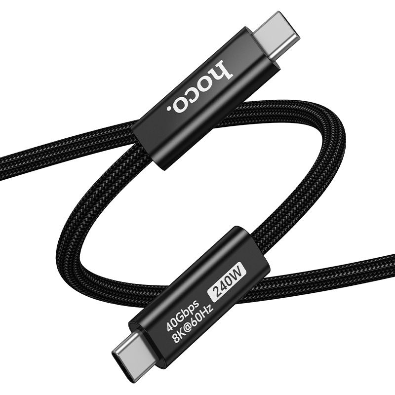 Kabel Hoco USB-C na USB-C, USB4, 40 Gbps/8K 60 Hz, 5 A, 240 W, 2 m, US15, černý