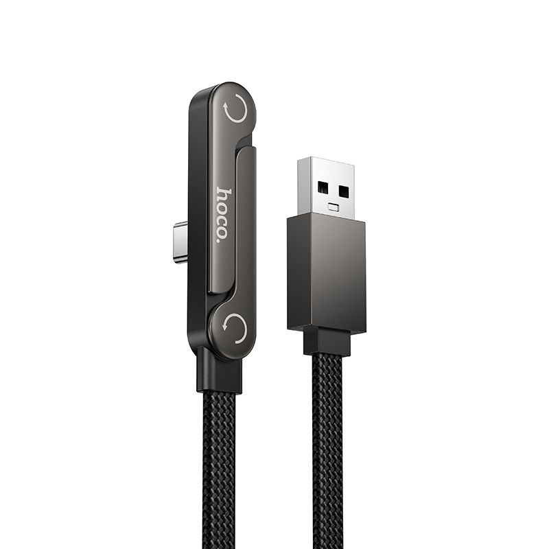 Kabel s držákem USB A na USB C 3A Hoco 1,2 m U150 Exquisite černý