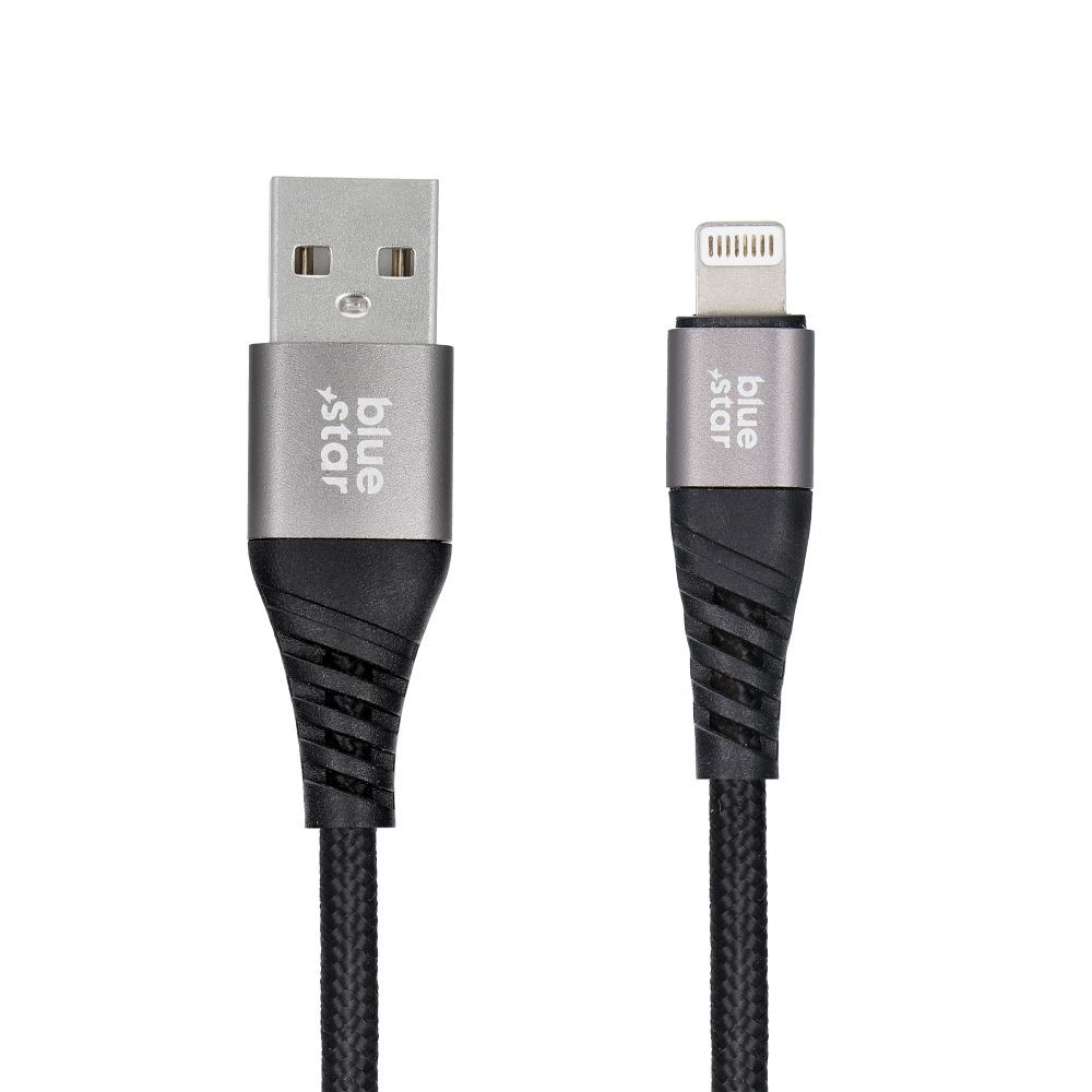 Kabel USB A na Lightning Blue Star 2,4 A s opletem, 1,2 m, TFK-DC-003, černý
