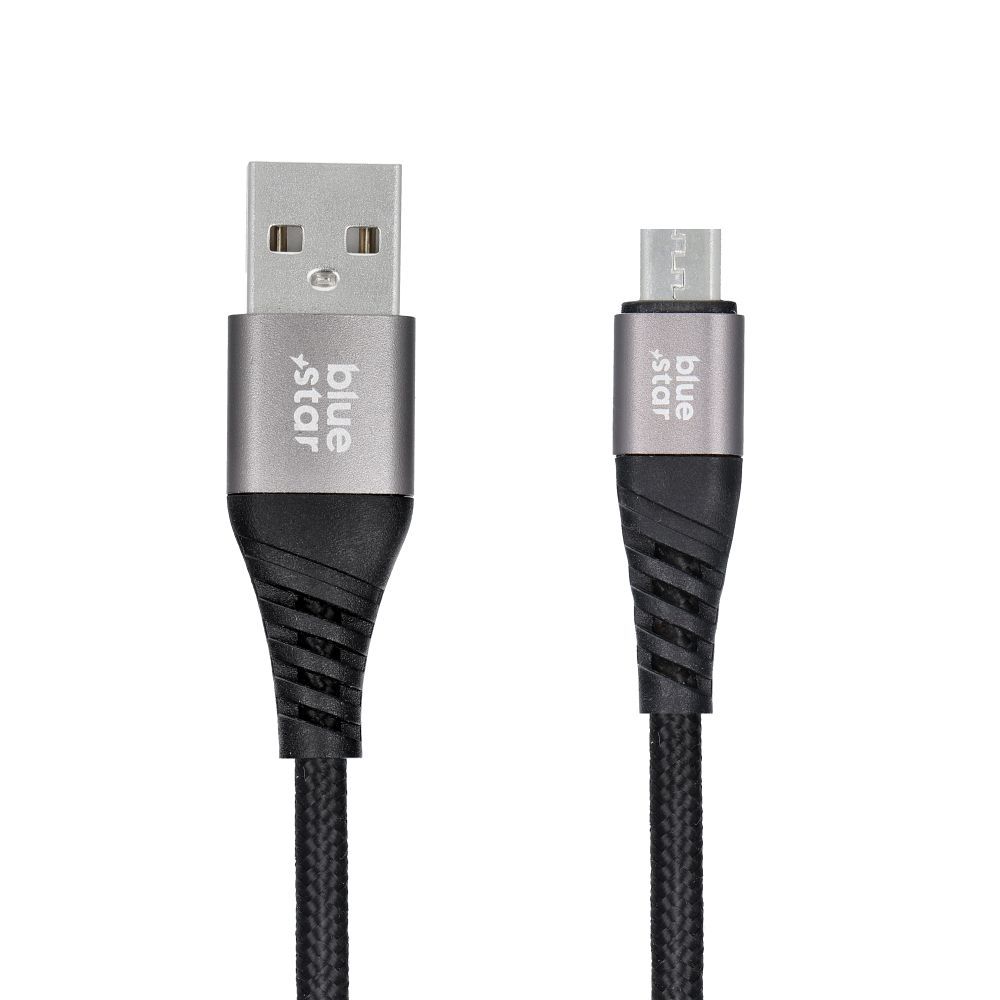 Kabel USB A na Micro USB Blue Star 2A s opletem, 1,2 m, TFK-DC-003, černý
