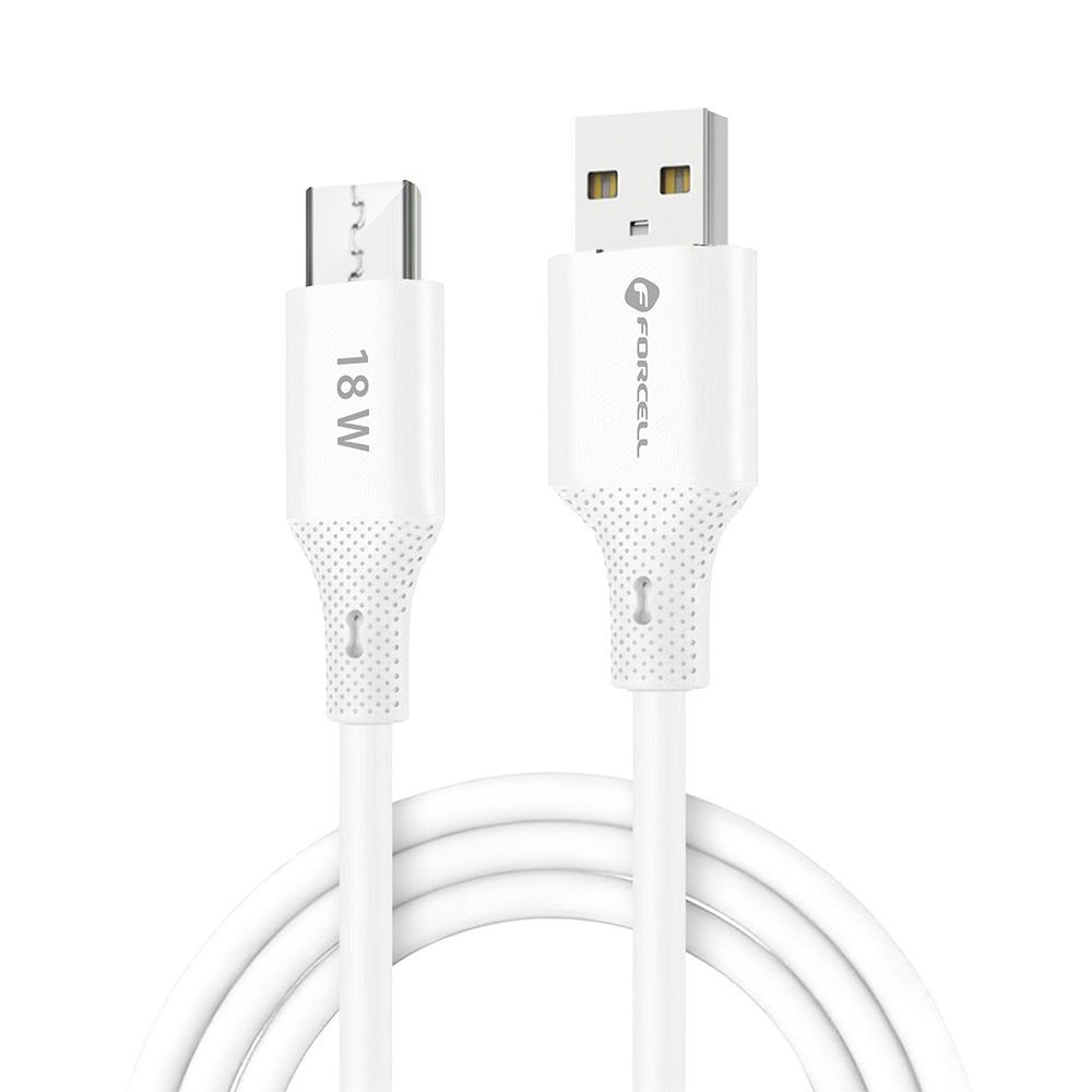 Kabel USB A na Micro USB Forcell F-Energy QC3.0 2,4 A 18 W, silikonový, 1 m, C341, bílý