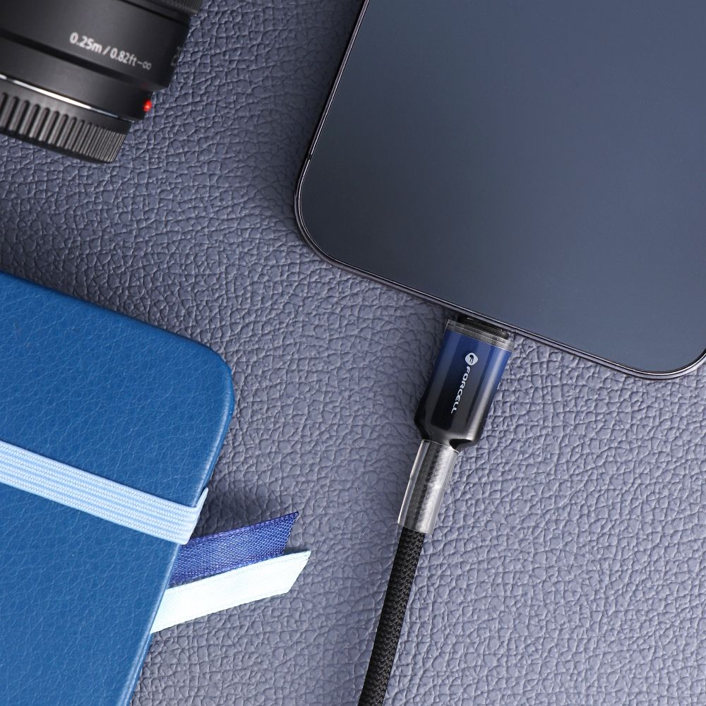 Kabel USB-C na Lightning Forcell F-Energy PD 3A 27 W s barevným přechodem, 1 m, C356, černý