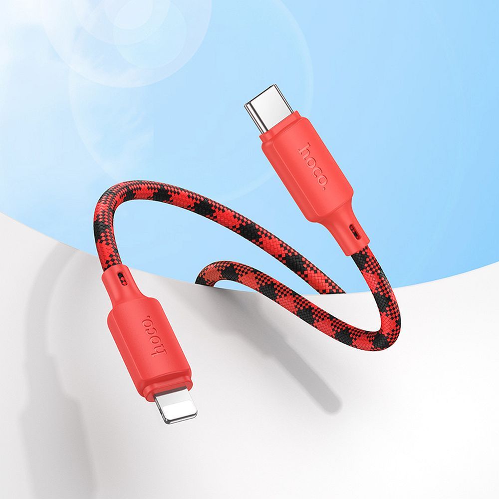Kabel USB-C na Lightning Hoco PD 27 W, 1 m, X116, červený s přechodem barev
