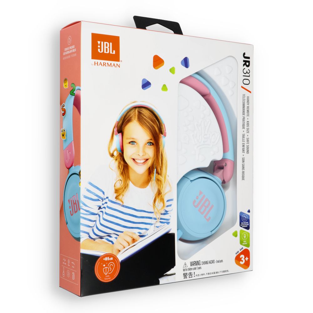 Kabelová sluchátka JBL JR310, modrá a růžová