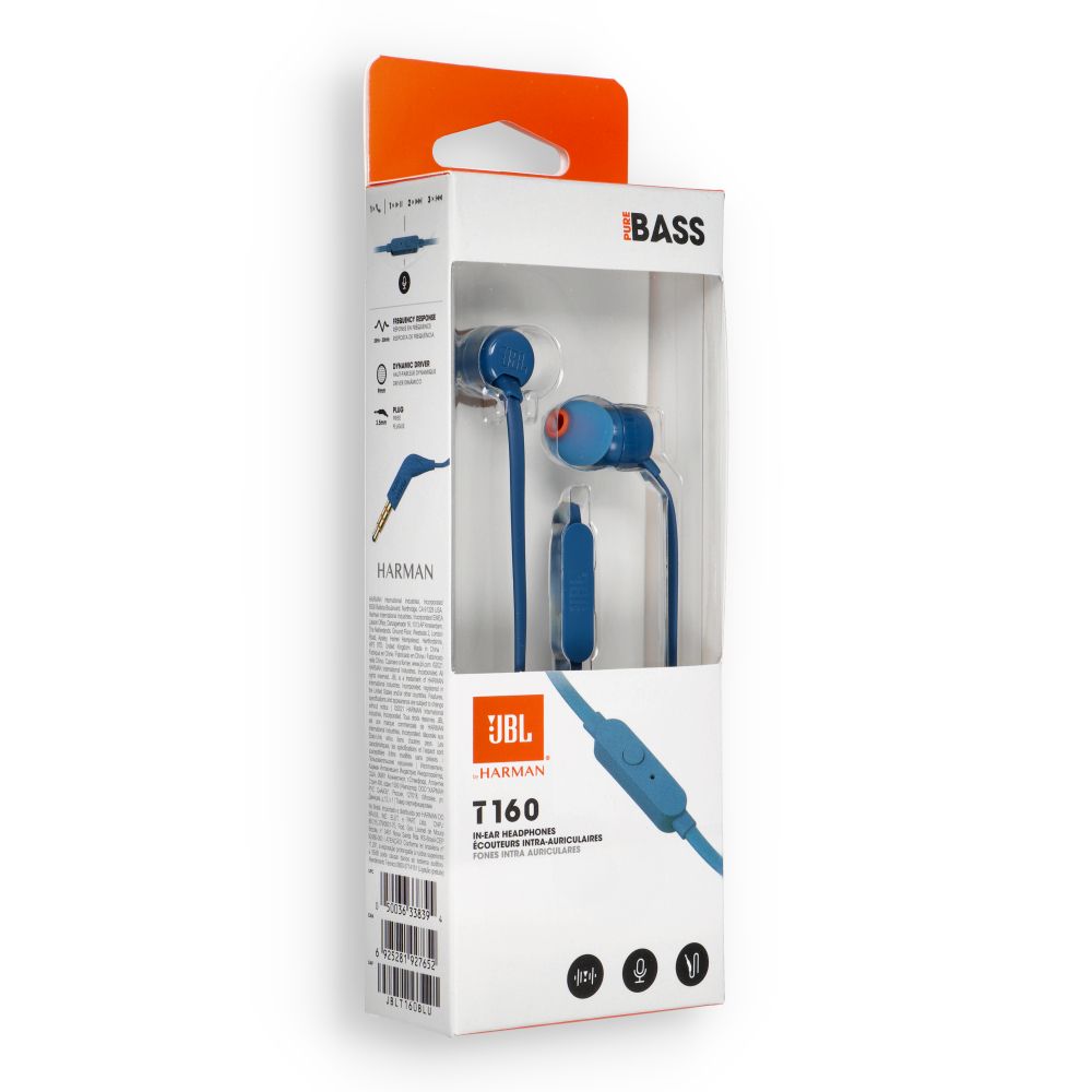 Kabelová sluchátka JBL T160BL, modrá