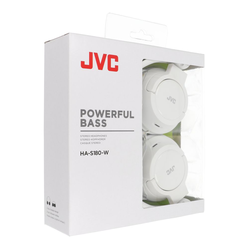 Kabelová sluchátka s konektorem 3,5 mm JVC HA-S180-W, bílá