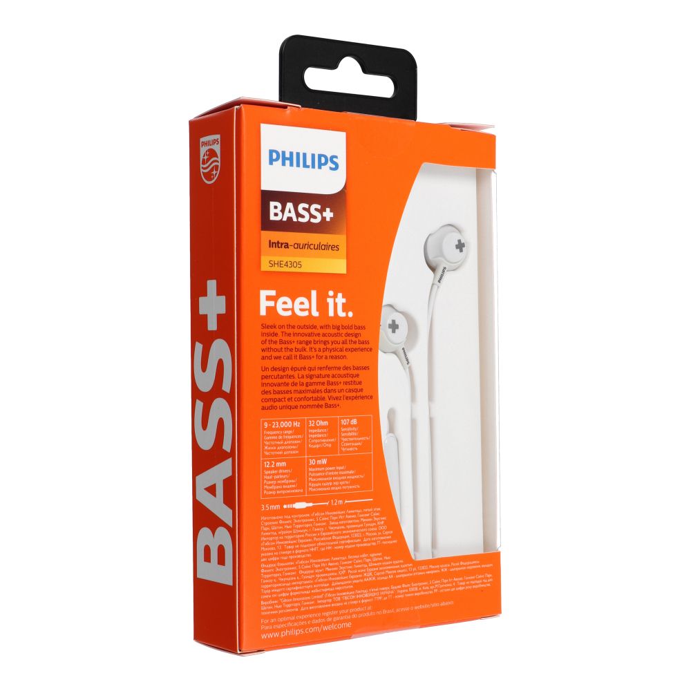 Kabelová sluchátka s konektorem 3,5 mm PHILIPS SHE4305WT, bílá