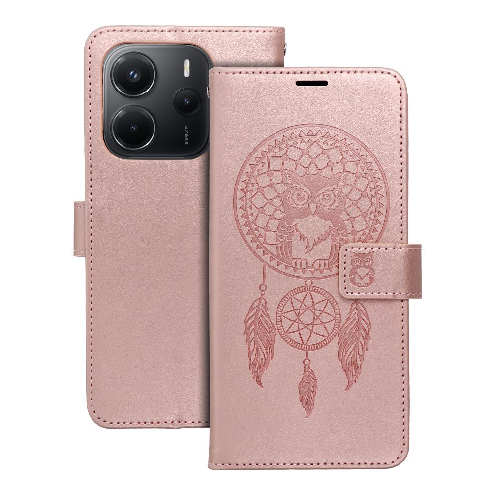MEZZO Pouzdro na knihu pro XIAOMI Motorola G67 / G77, motiv lapače snů, růžové zlato