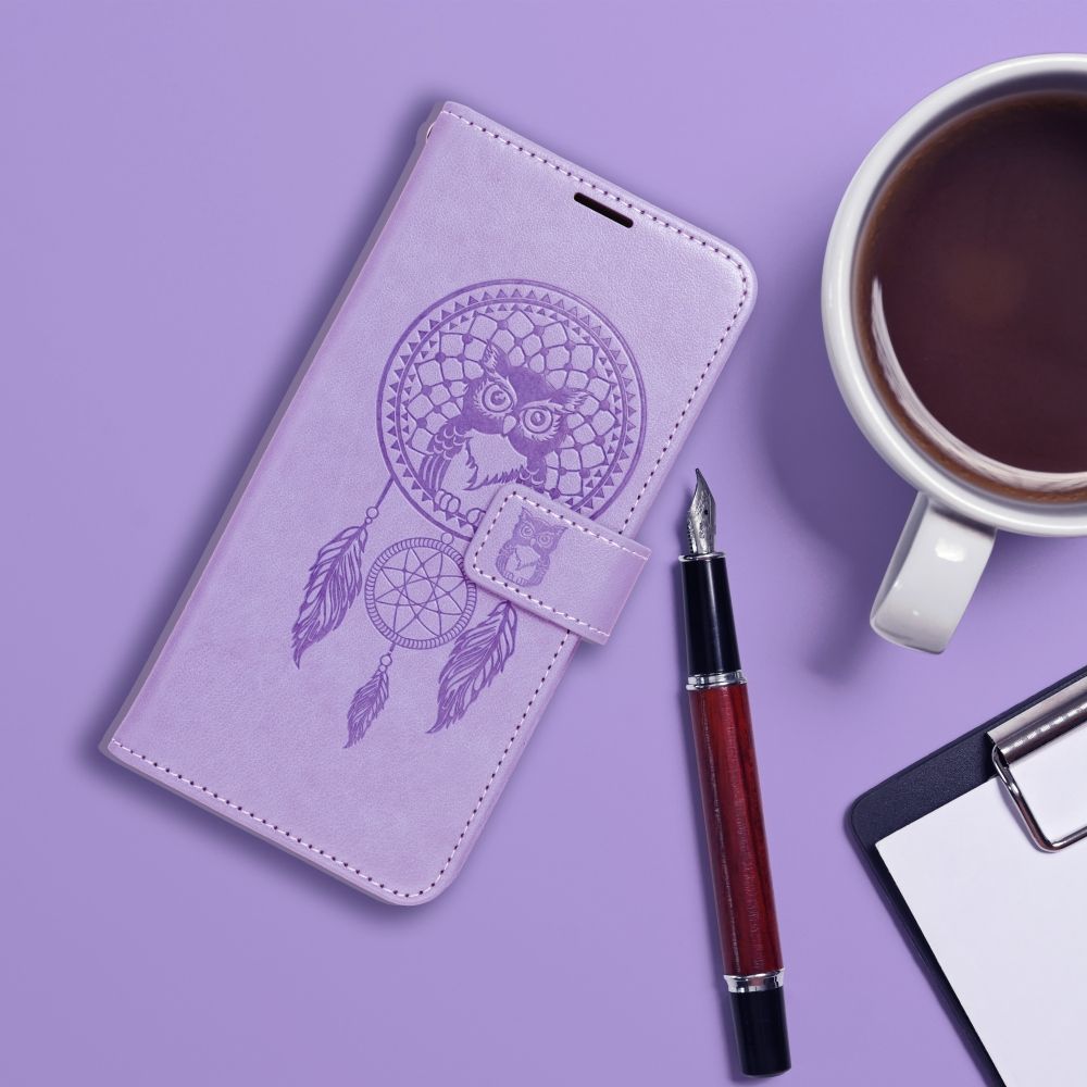MEZZO Pouzdro na knihu pro XIAOMI Xiaomi Redmi 17 4G / 17 5G EU, fialové s motivem lapače snů