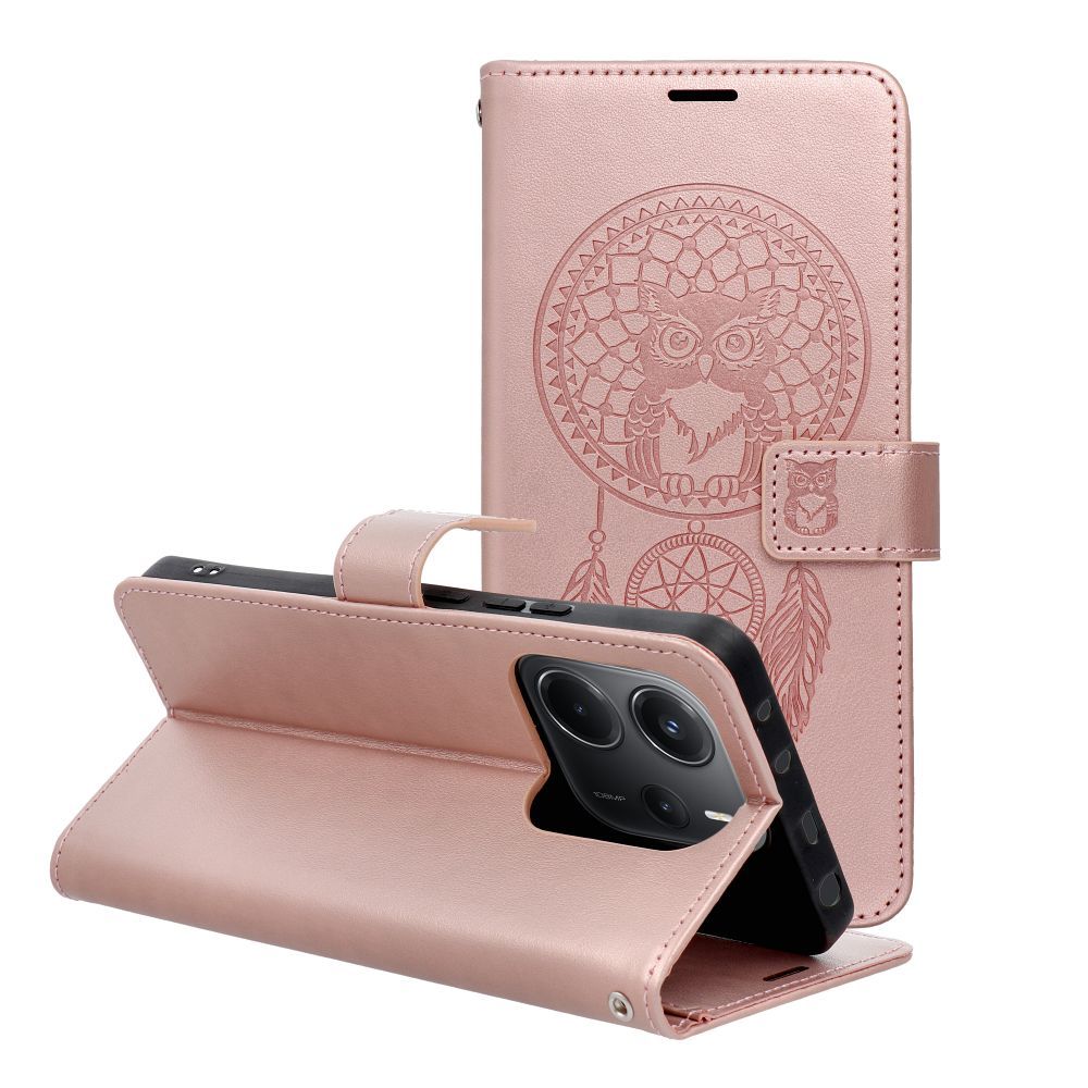 MEZZO Pouzdro na knihu pro XIAOMI Xiaomi Redmi A7 Pro, motiv lapače snů, růžové zlato
