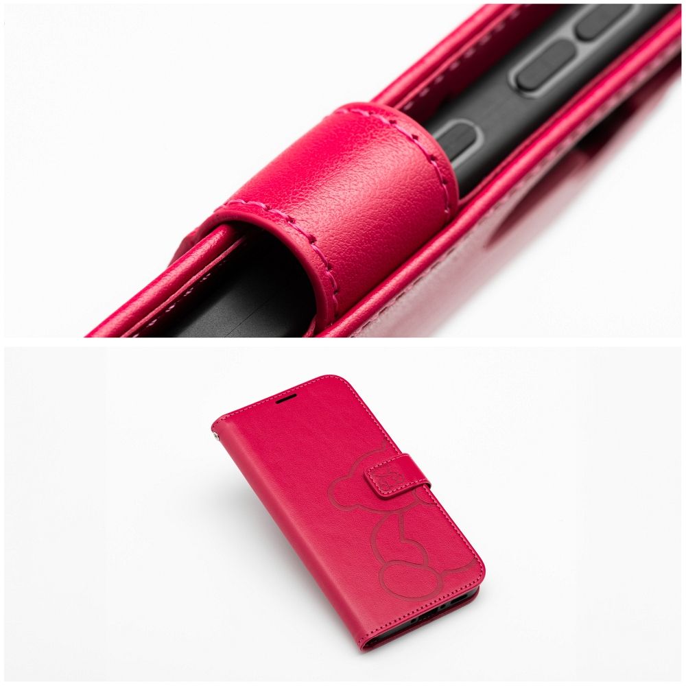 MEZZO Pouzdro typu „knižnice“ pro SAMSUNG A37 5G s motivem medvídka, magenta