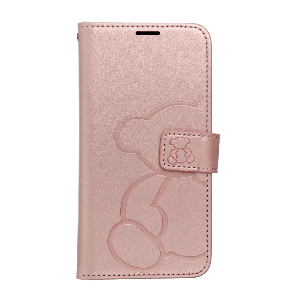 MEZZO Pouzdro ve tvaru knihovny pro SAMSUNG S26 Edge, medvídek, růžové zlato