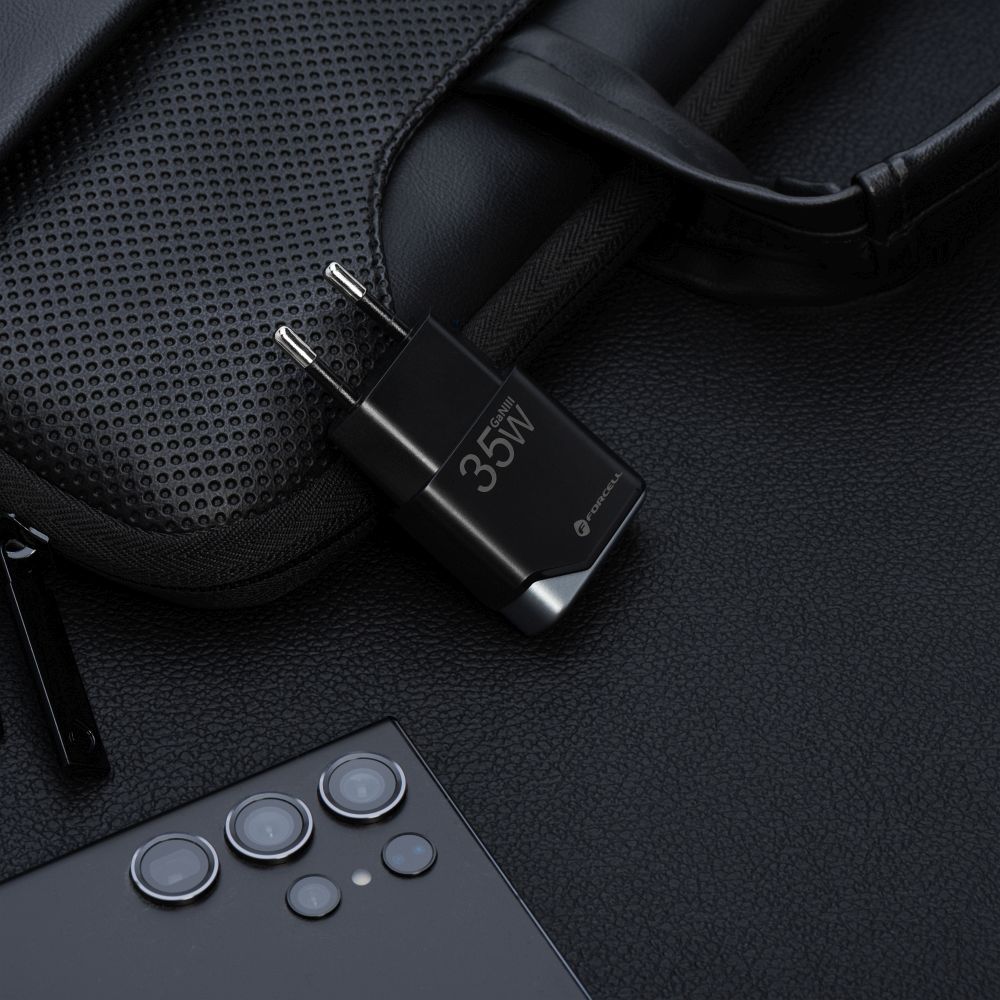 Nabíječka na telefon Forcell F-Energy Ultra Slim GaN III USB-C PD QC4.0 3 A 35 W B135101-E černá