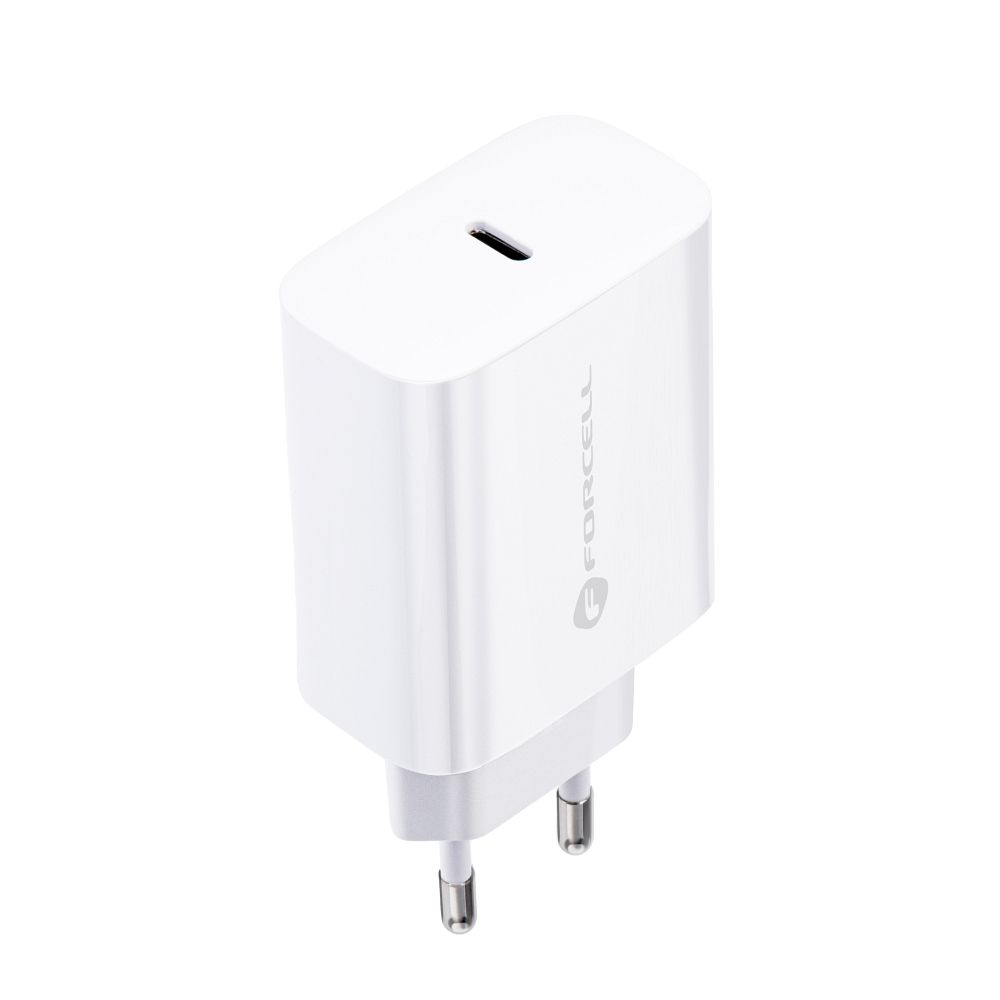 Nabíječka na telefon Forcell F-Energy USB-C QC4.0 PD 3A 20 W + kabel USB-C na Lightning TFK-TC-20WPD, bílá