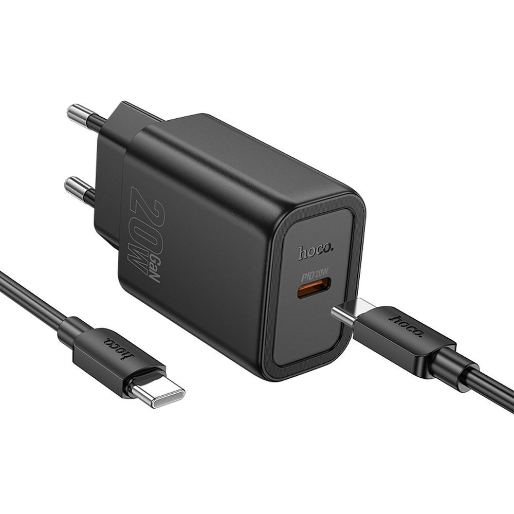Nabíječka na telefon Hoco USB-C QC PD 20 W + kabel USB-C na Lightning N60, černá