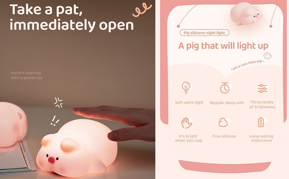 Noční stolní lampa Piggy ve stylu art deco