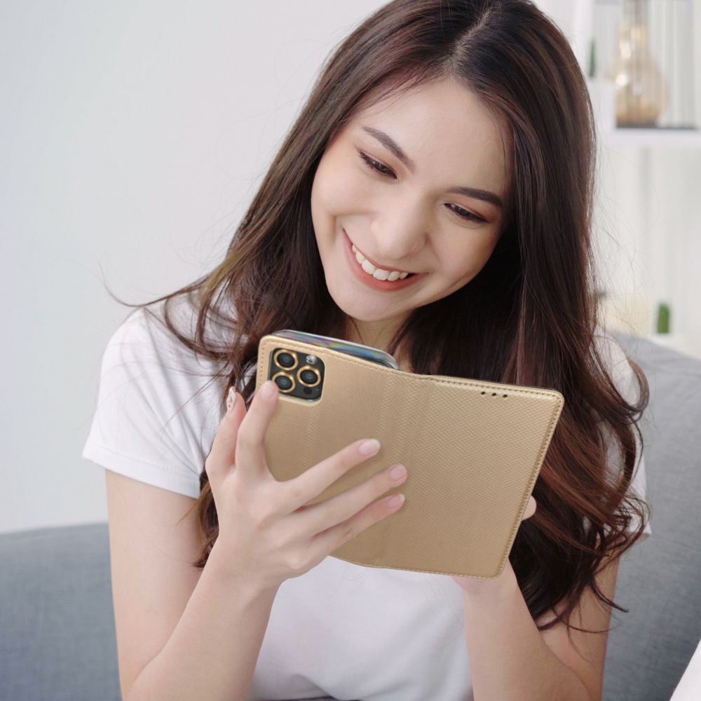 Otočné pouzdro pro Honor Magic 8 PRO Smart Case Book, zlaté