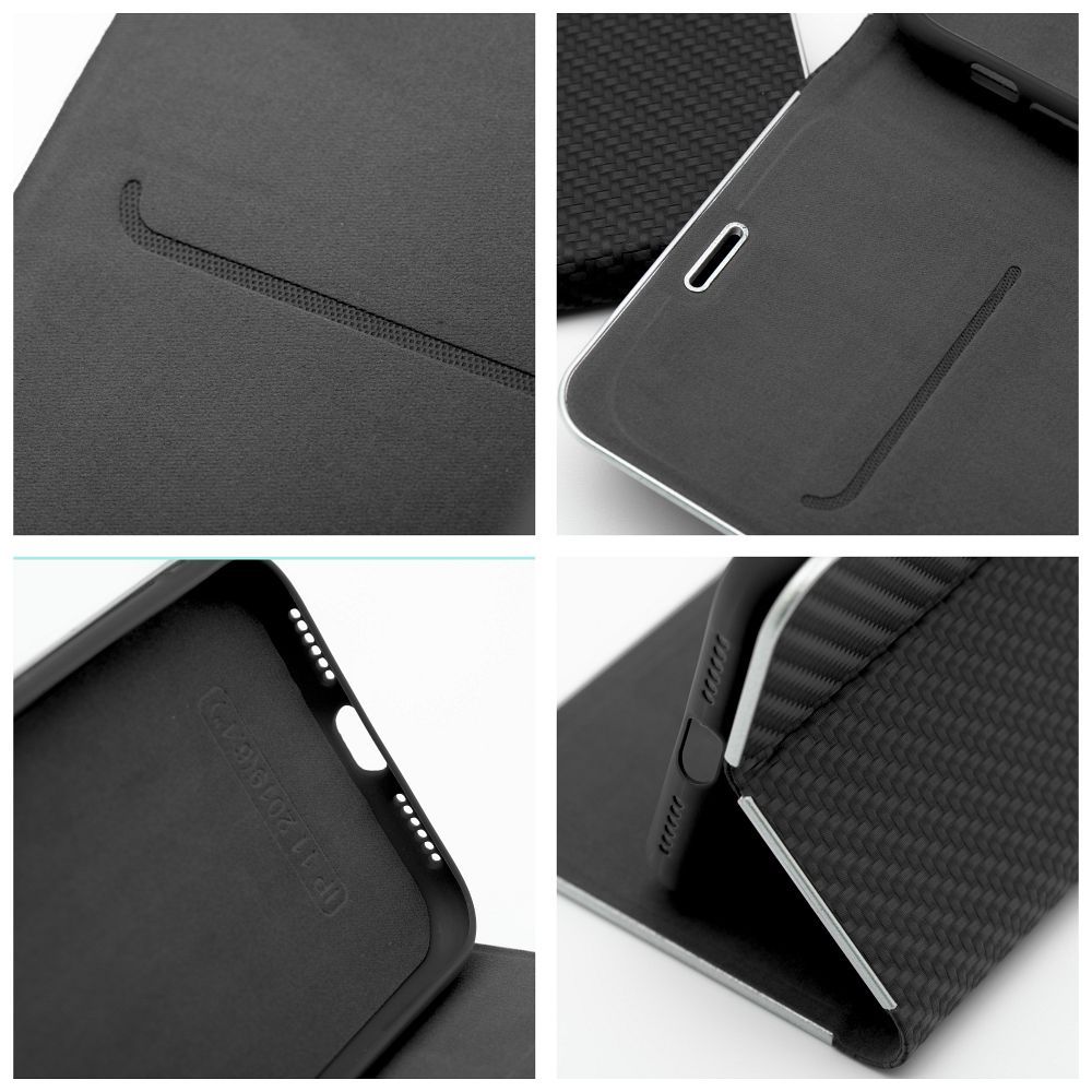 Otočné pouzdro pro iPhone 15 Luna Book, černá barva Carbon