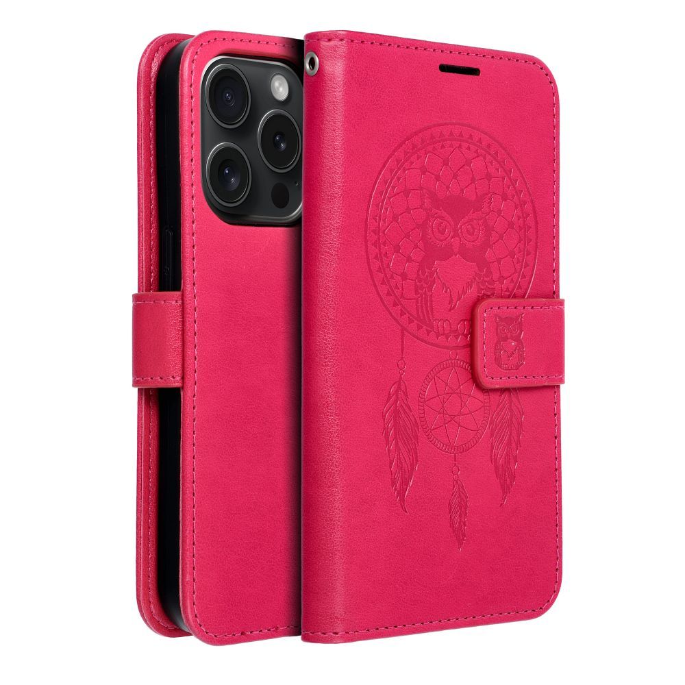 Otočné pouzdro pro iPhone 15 PRO Mezzo Book „dreamcatcher“ v barvě magenta