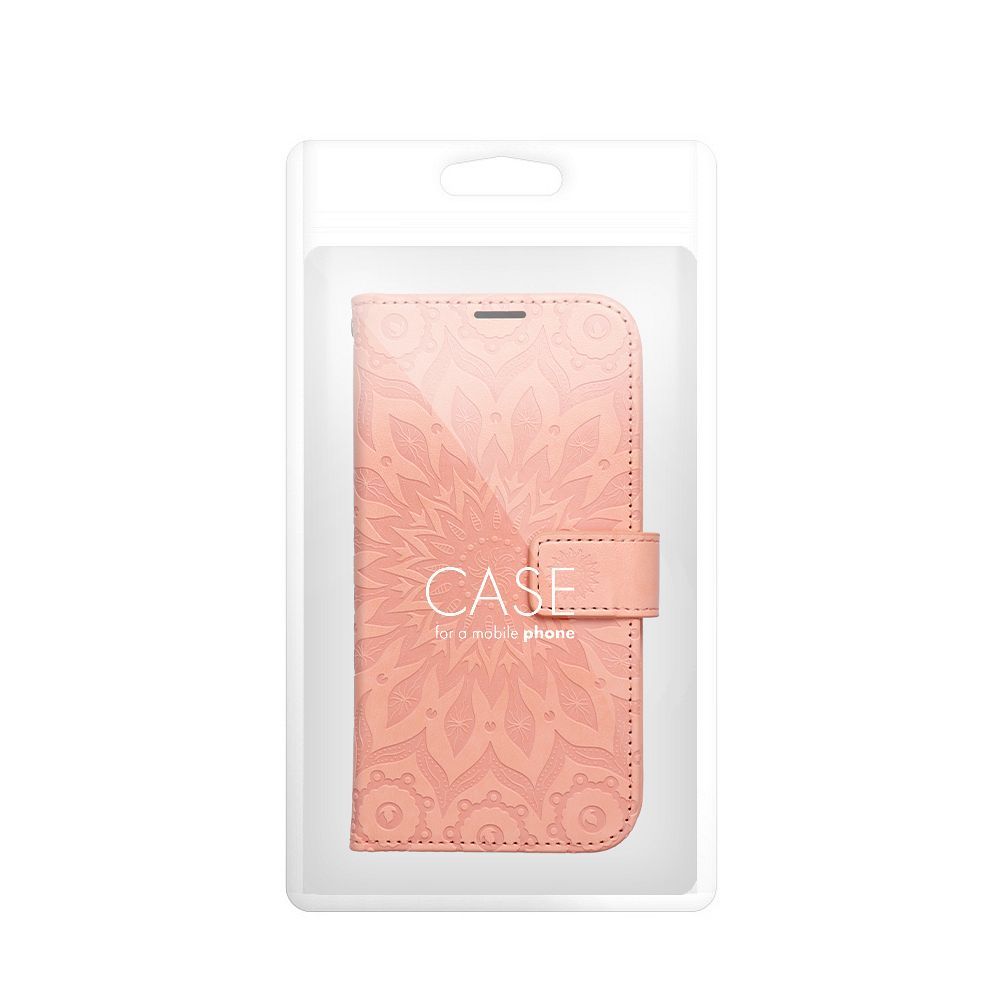 Otočné pouzdro pro iPhone 16 Mezzo Book, mandala, broskvově růžové