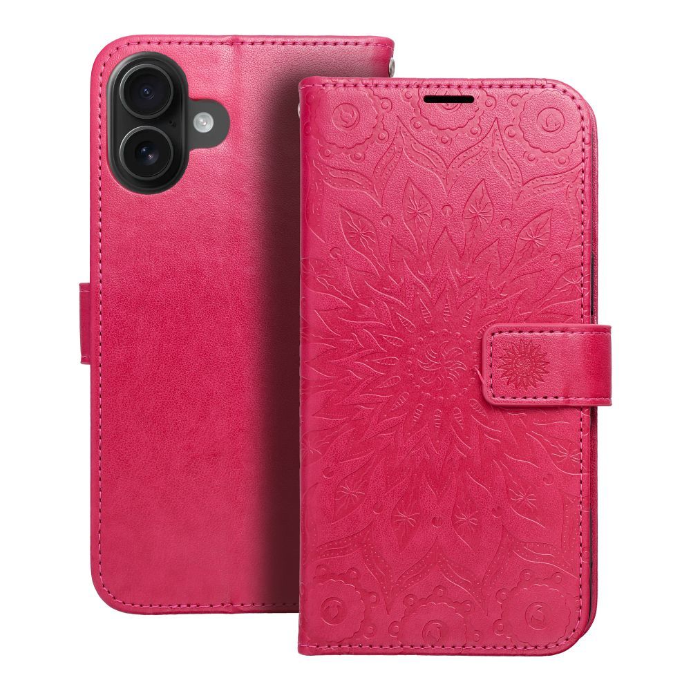 Otočné pouzdro pro iPhone 16 PLUS Mezzo Book, mandala, magenta